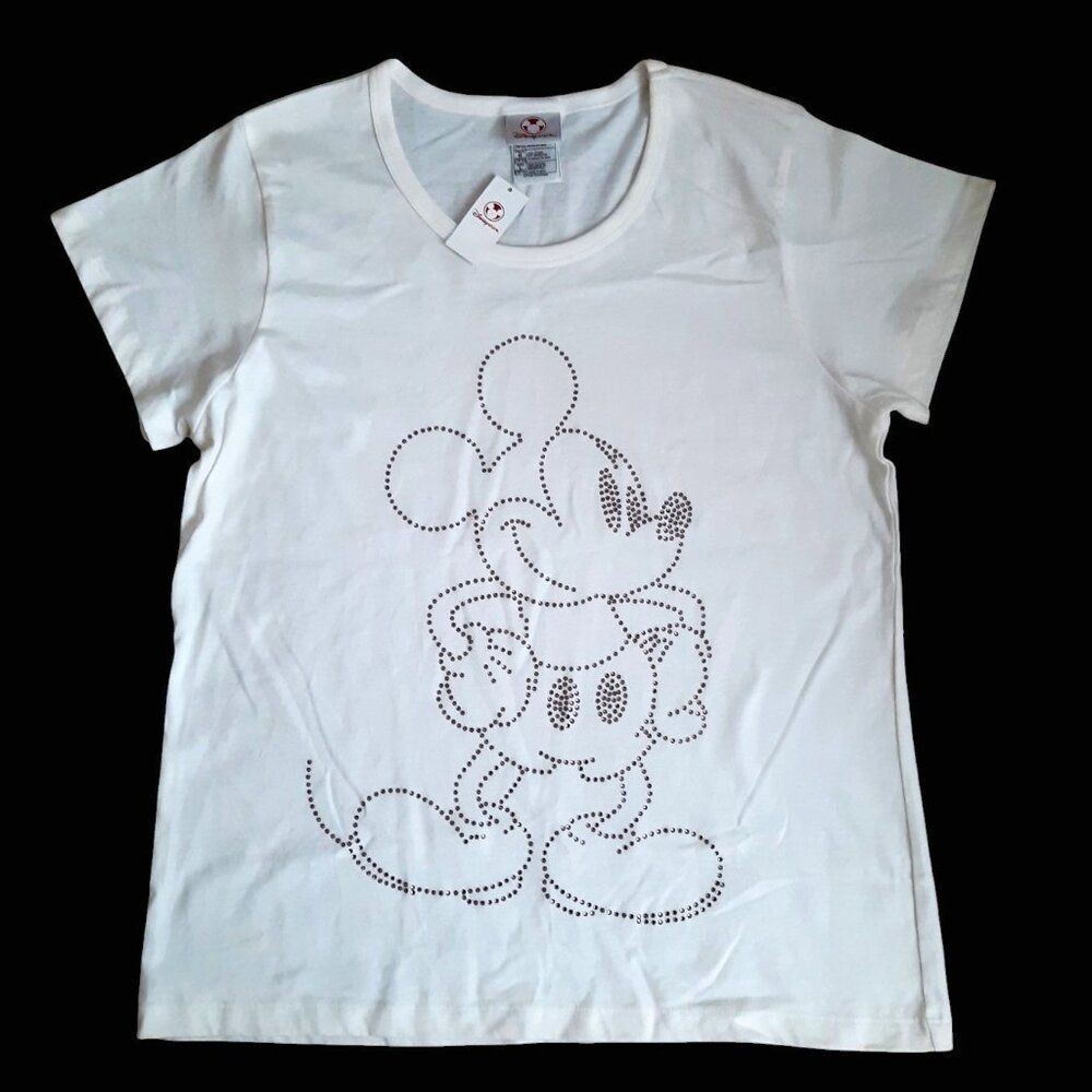 Disney Mickey Mouse Short Sleeve Cotton T-Shirt Rhinestones